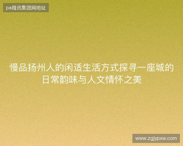 慢品扬州人的闲适生活方式探寻一座城的日常韵味与人文情怀之美